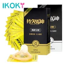 IKOKY 12 pezzi preservativi Ultra sottili filo a costine punto G contraccezione preservativo ritardo eiaculazione manica del pene giocattoli del sesso per gli uomini