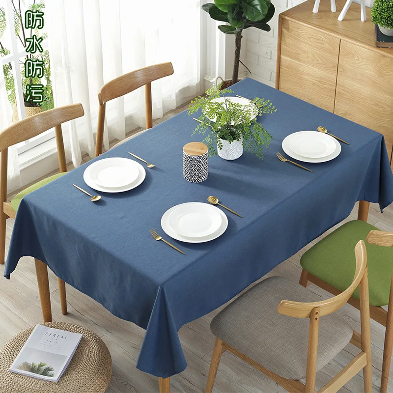 

Solid color Cotton and linen blended waterproof tablecloth.Waterproof, oilproof and anti-hot tablecloth,Banquet tablecloth