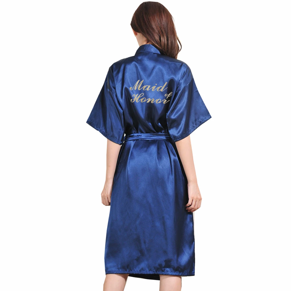 TJ01 Large Size S-3XL Gold Letter Bride Bridesmaid Get Ready Robes Bridal Party Gifts Bathrobe Dressing Gowns For Women