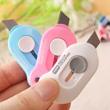 Cute Solid Color Mini Portable Utility Knife Paper Cutter Cutting Paper Razor Blade Office Stationery Escolar Papelaria