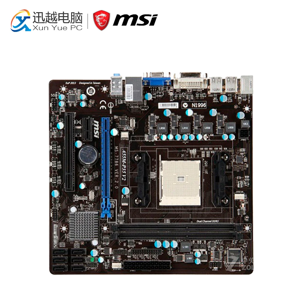 

MSI A55M-P35 V2 Desktop Motherboard A55 Socket FM1 DDR3 SATA2 USB2.0 Micro ATX