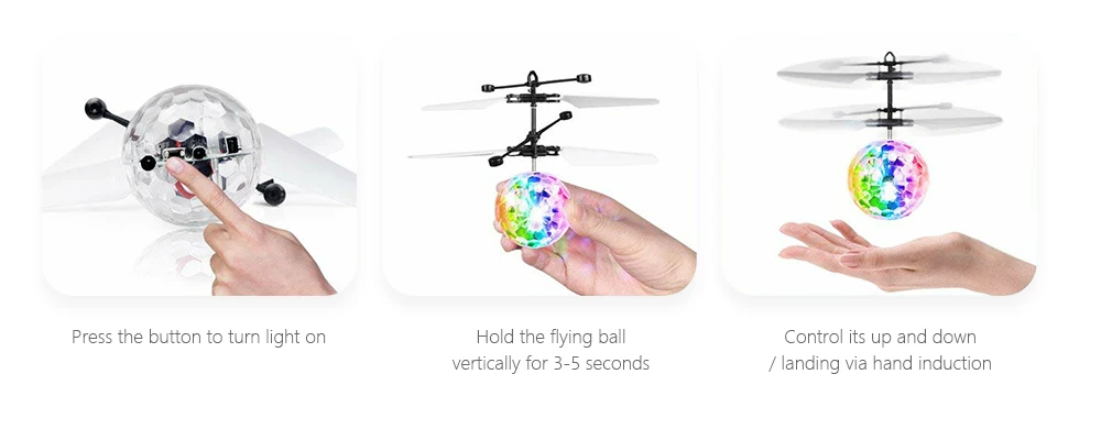 Induction Colorful Lamp Flash Flying Ball Helicopter Toy for Kids