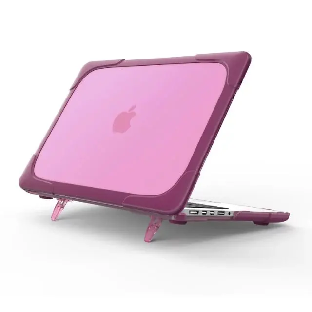 Противоударный жесткий пластиковый чехол для Macbook Air 13 защитный чехол с складной подставкой для Funda Mackbook Air 11 13 12 чехол - Цвет: Фиолетовый