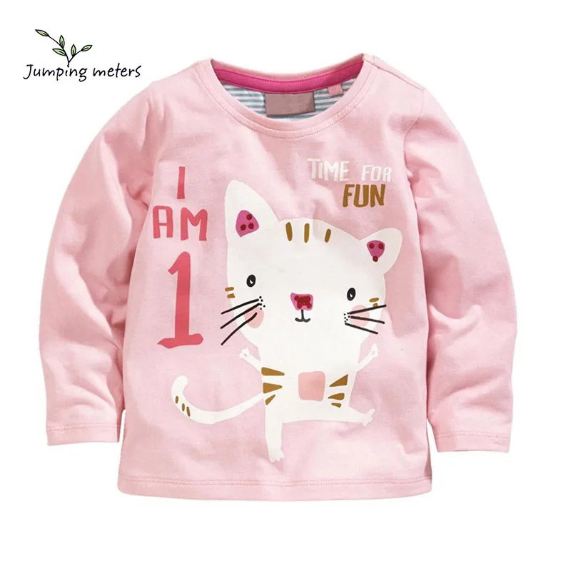 

JUMPING METERS New Fashion Children's T-shirt Printing Casual Cotton Long-sleeved Shirt Europe And Long-sleeved Girls T-shirt