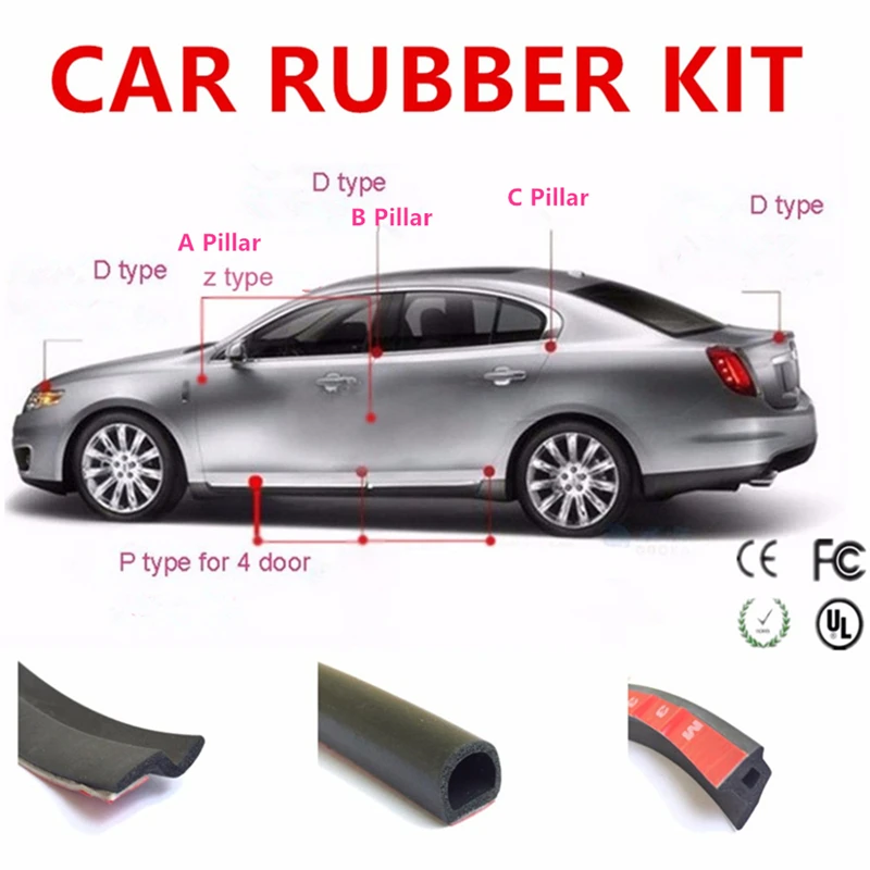 

JGAUT CAR DIY rubber trim set D Z P shape seal Anti-Collision For car Engine black Truck Door Button B C pillar Filler