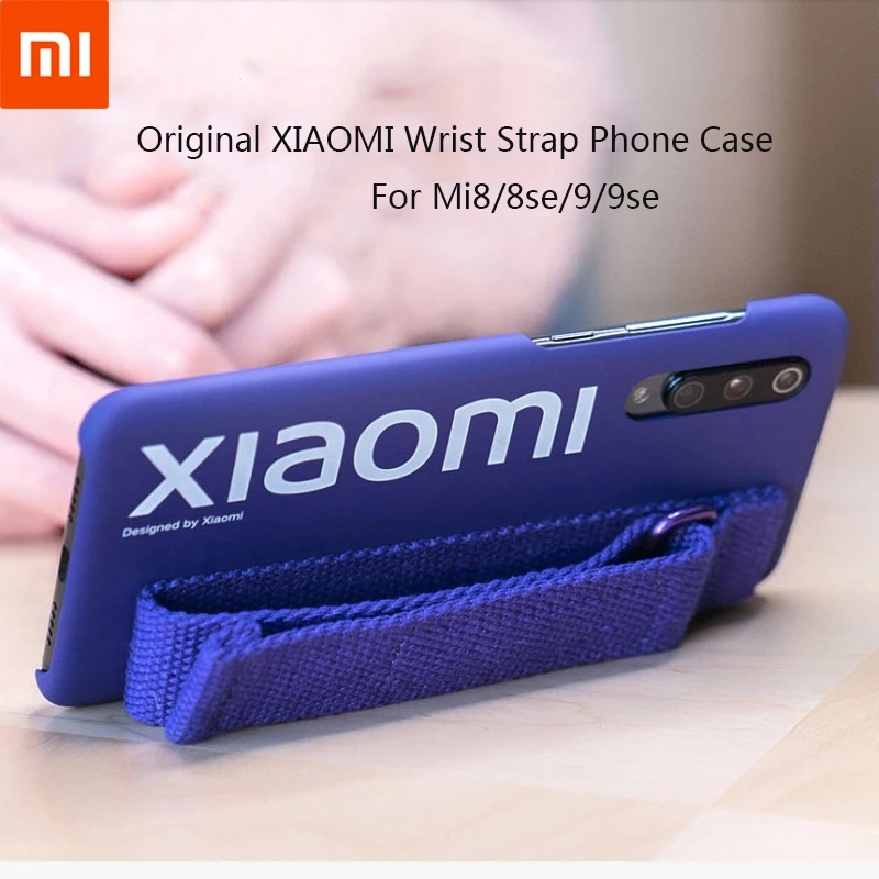 

Original Xiaomi 9/9 SE Wrist Strap Kickstand Case Hard Plastic Polyester Bracket Protective Back Cover Shell For Mi 8/8SE/9/9SE