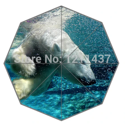 Novelty Gift Good Quality Sun Rain Umbrella 2015 Best Polar Bear Swim In The Deep Water Portable Foldable Umbrellas | Дом и сад