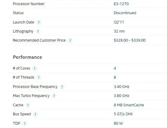 Intel Xeon e3-1270 cpu 3,40 ГГц 8 м кэш LGA1155 настольный процессор e3 1270