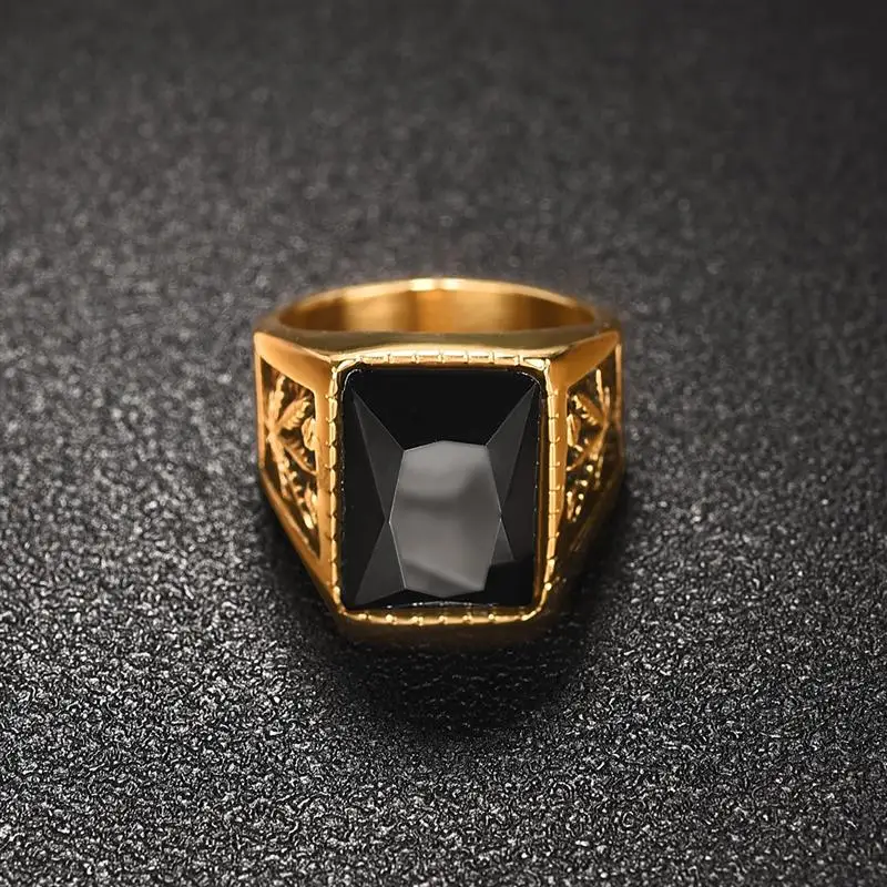 Jiayiqi мужское кольцо в стиле хип-хоп 316L Нержавеющая сталь Черный/кольцо с красным камнем рок Модные мужские ювелирные изделия