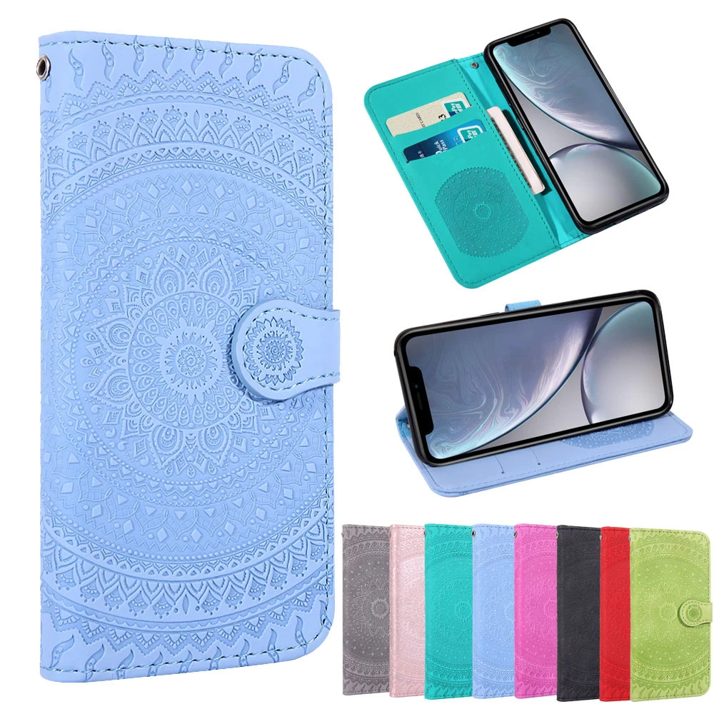 

3D Mandala Floral Wallet Leather Case For Samsung Galaxy S7 Edge S8 S9 S10 E Plus A6 A7 J4 J6 2018 A50 A60 A70 Phone Cover Etui