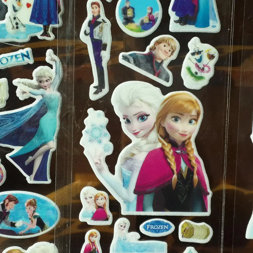 10 шт./партия disney стикер с рисунком из мультфильма детская пузырчатая Наклейка ПВХ девочка Замороженные принцы наклейка награда стикер