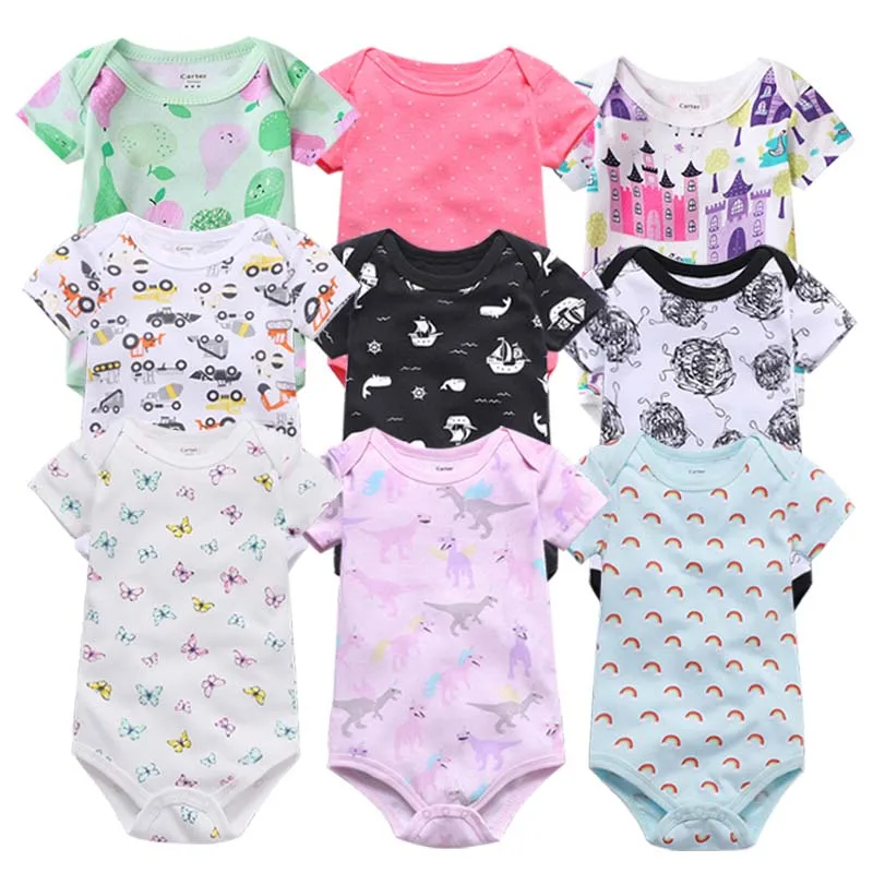 

3pcs/lot newborn bodysuit baby babies bebes clothes Short sleeve cotton printing infant clothing 1pcs 0-24 Months