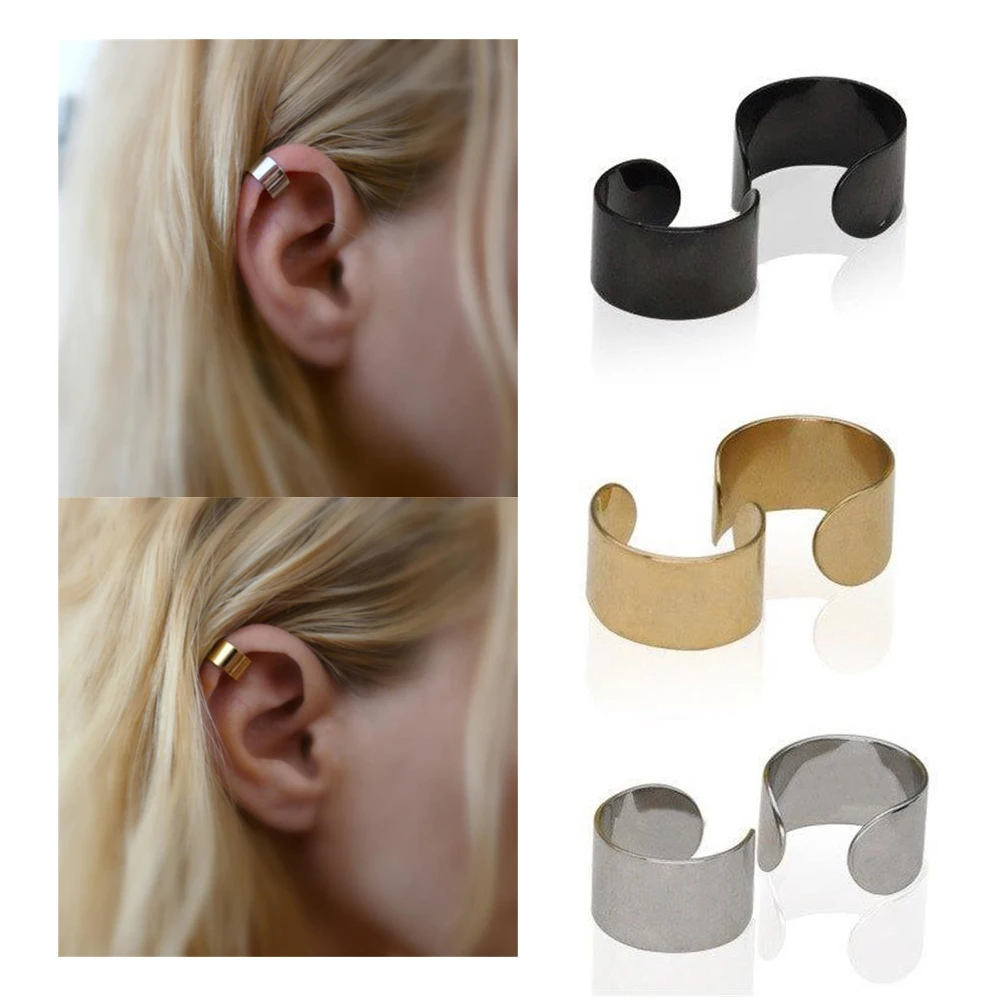 2 PCS/1 Pair Fashion Women Clip Cuff Wrap No Piercing-Clip On Punk Rock Ear Earrings Women's Jewelry Accessories | Украшения и