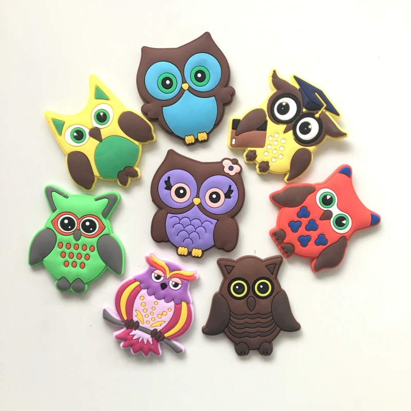 Free shipping 8pcs Cute Cartoon Owl Fridge Whiteboard Sticker