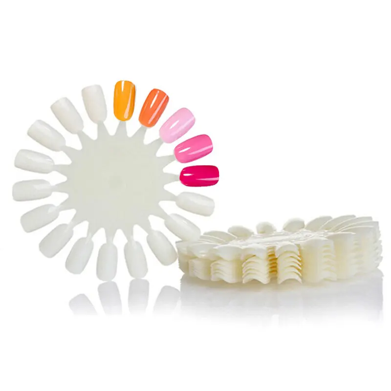 

FairyGlo 10pcs Natural White Wheel Polish Color Display Chart Round 180 False Nail Tips False Tips Nail Art Design Set Show Kits