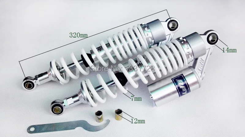 EMS или DHL 320 мм Белый Универсальный фитинг амортизатор, подойдет для большинства 50cc, 75cc, 90cc, 125cc, 150cc, 250cc, 300cc