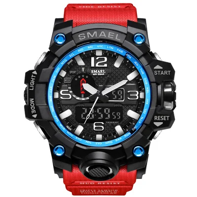 Топ люксовый бренд SMAEL мужские спортивные часы мужские камуфляжные хаки кварцевые часы мужские армейские военные наручные часы Relogio Masculino - Цвет: Красный