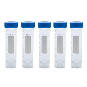 

5 Pieces 50ml Plastic Transparent Centrifuge tube with scale Plastic test tube free-standing with Screw Cap
