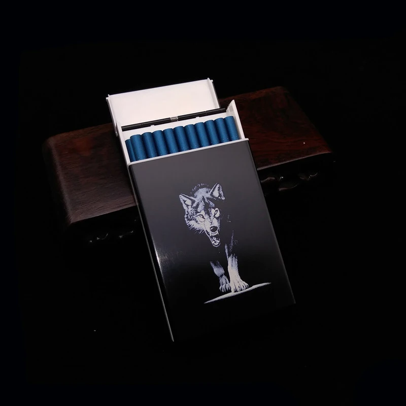 

Laifu Aluminium Alloy&plastic Wolf Cigarette Case Ultra Thin 100's Slim Cigarette Box for Women Smoke Box Laser Engraved Wolf