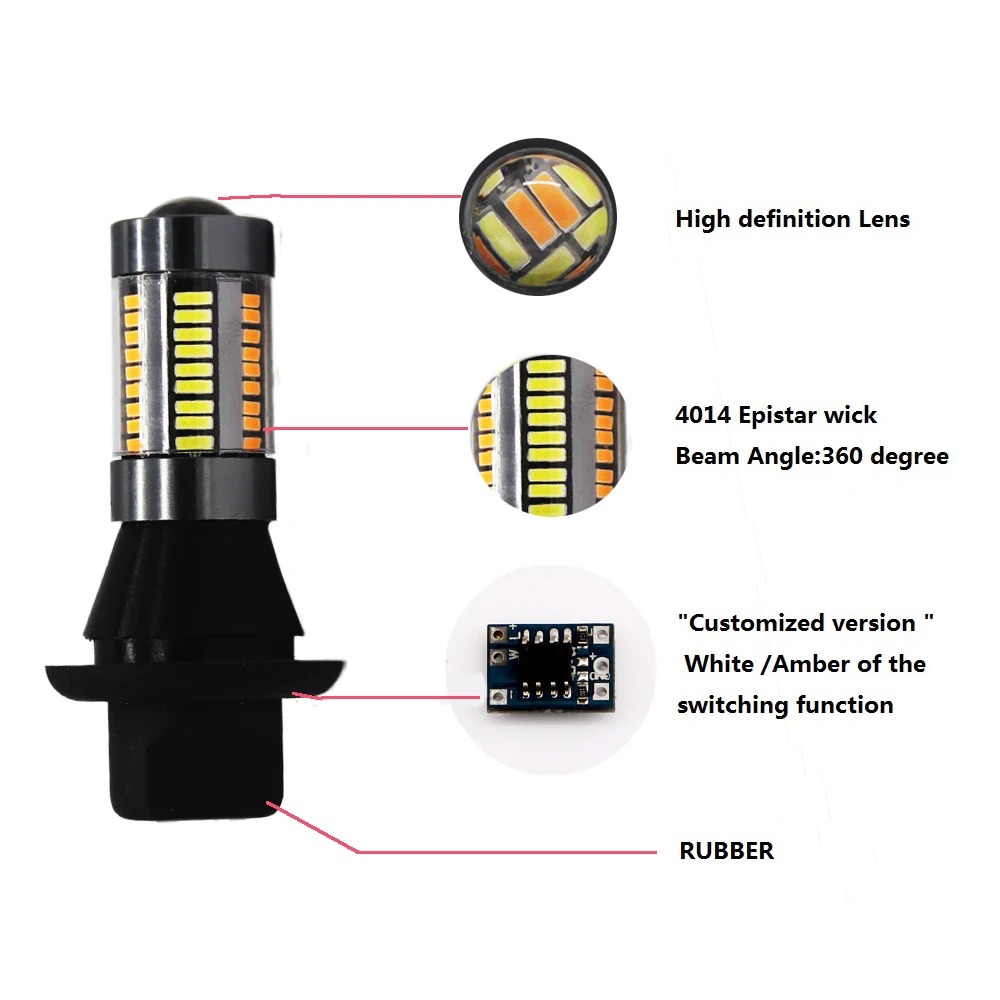 Современный автомобиль 2 шт T20 7440 66SMD LED 1156 BAU15S Светодиодный свет автомобиля Поверните сигнальную лампу Дневной свет canbus# T20