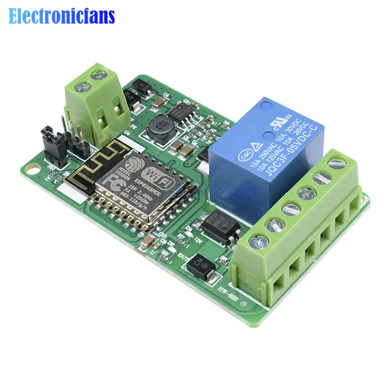 Зеленый релейный модуль ESP8266 10 А 220 В сетевое реле Wi Fi вход постоянного тока 7 в 30 4