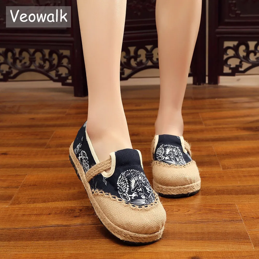 Veowalk ручной работы тайский тотем вышивка женщины повседневные льняные хлопковые