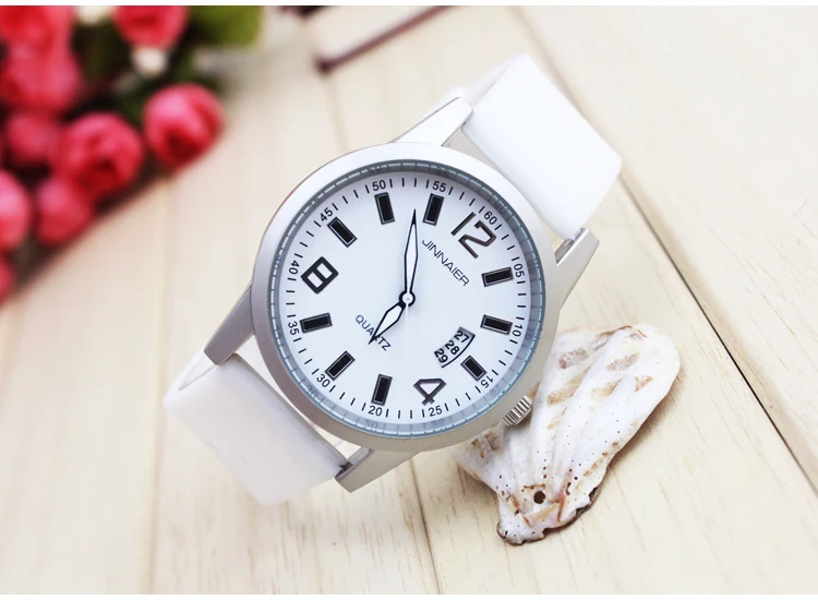 

Fashion Jinnaier women's Men's Unisex Large Numbers style Silicone strap quartz wrist watch