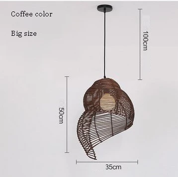 Южная Азия художественное украшение в форме раковины подвесной светильник ручной вязки Плетеный балкон подвесной светильник ing лампа бар ресторан кухня Led - Цвет корпуса: big size