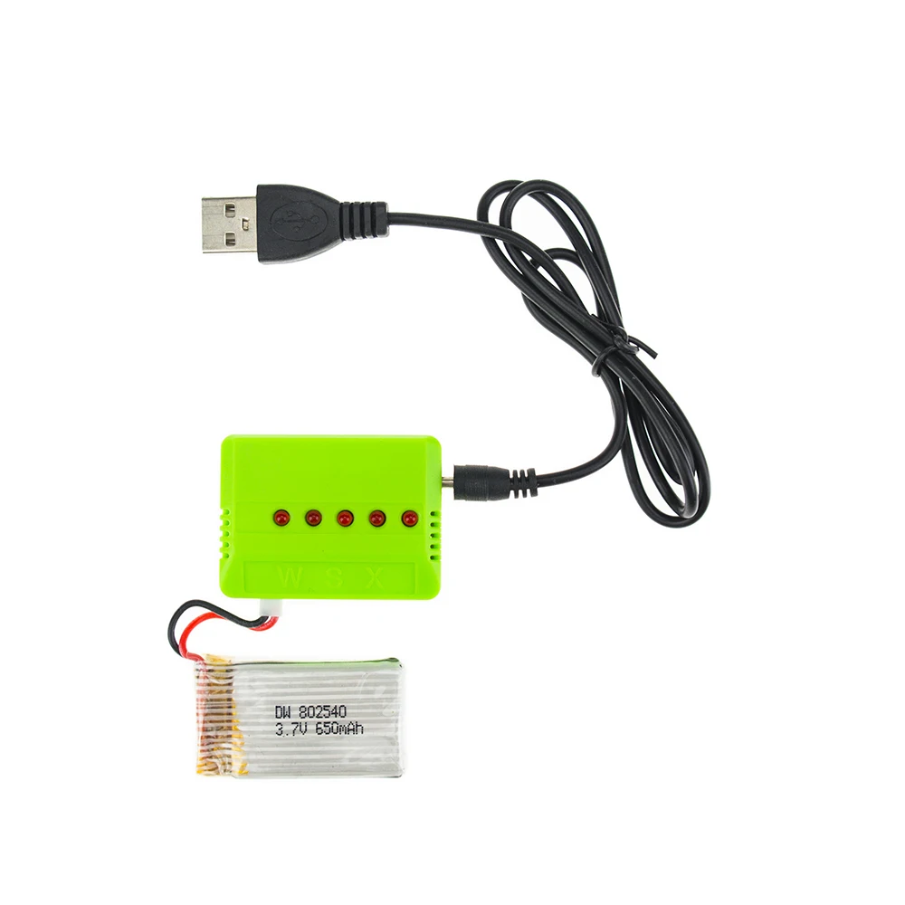 6 шт. 3 7 В 650 мАч lipo батарея 802540 + вилка в 1 Зарядное устройство USB интерфейс SYMA X5C X5 X5SC