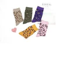 Зимние теплые желтые женские хлопковые повседневные носки 5 цветов леопардовые Короткие Розовые эластичные для девушек оранжевые удобные счастливый подарок