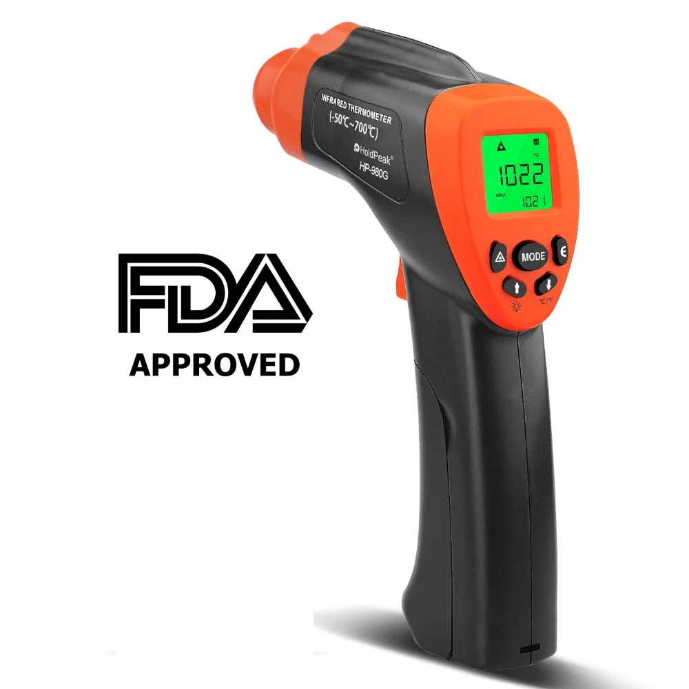 

Non-Contact Digital Infrared Thermometer-HOLDPEAK HP-980G High IR Laser Temp Gun for Kitchen Cooking BBQ Automotive