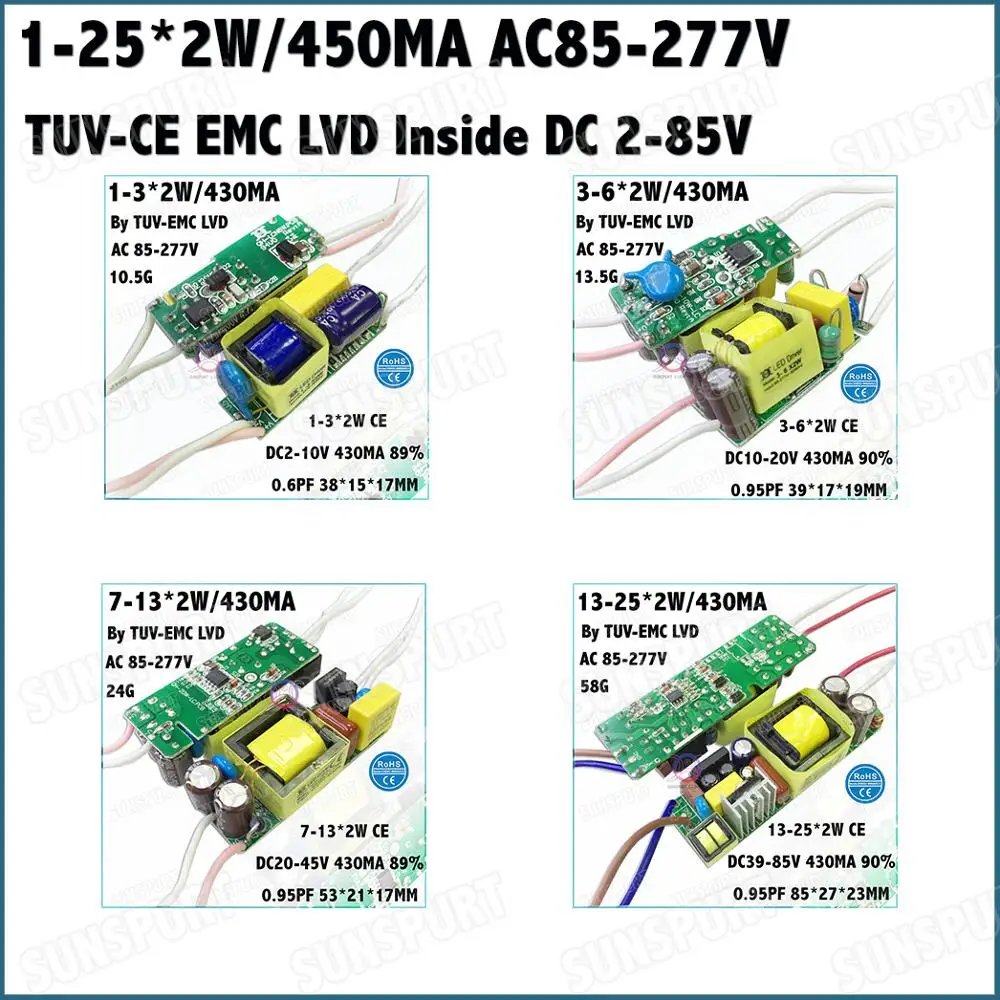 3 20 шт. TUV CE PF водонепроницаемый IP67 1 36 Вт AC85 277V светодиодный драйвер 25Cx2W 450mA DC2 85V