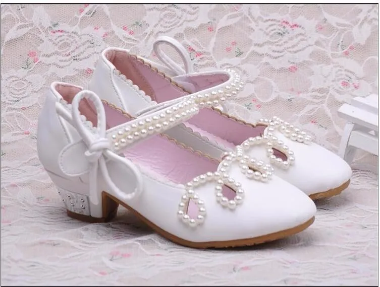 Летняя Брендовая обувь для девочек Infantil сандалии на высоком каблуке Бисер свадебные туфли для девочек летние сандалии для детей