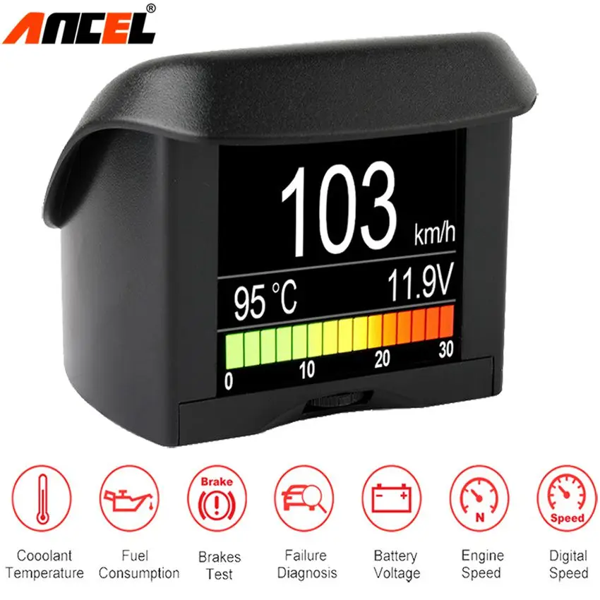 Ancel A202 Car Onboard Computer Fuel Consumption OBD2 Speed Gauge Thermometer Voltage Water Temperature Meter Digital