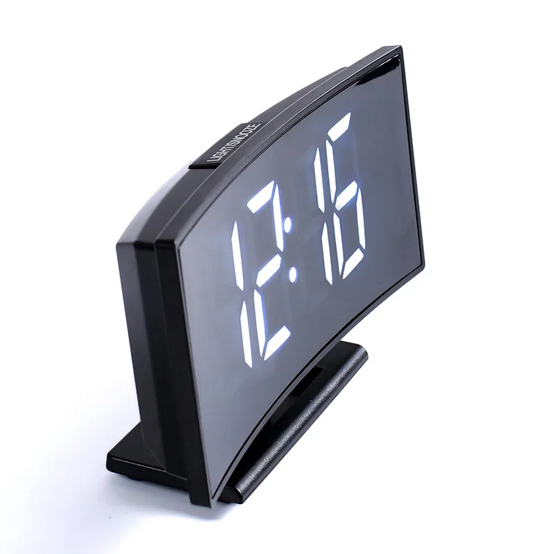 СВЕТОДИОДНЫЙ Цифровой Отображение температуры часов будильник часы с режимом включения по таймеру ночь электронные часы настольные дуговой формы будильники