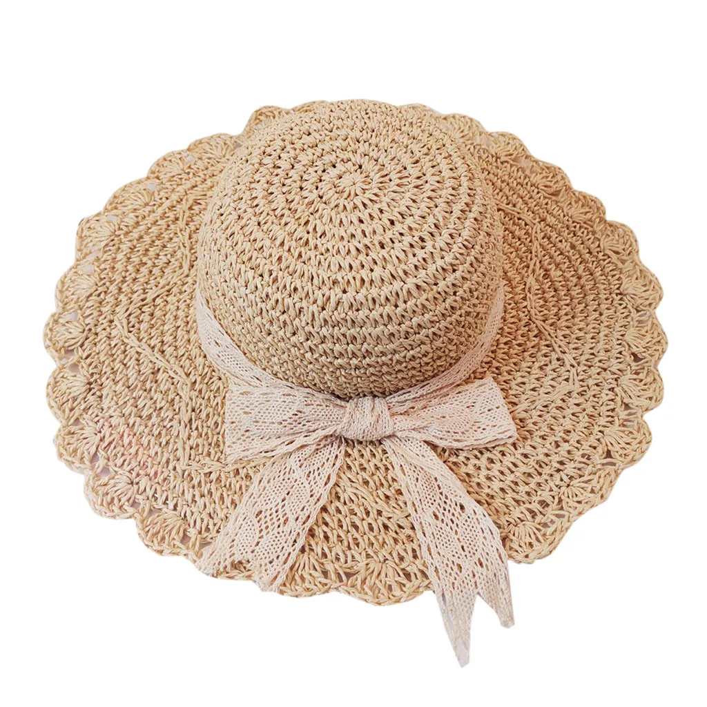 Шляпа от солнца стильная простота Мода Для женщин женская летняя соломенная шляпа с широкими полями флоппи Дерби пляжные Кепки шляпы шляпа от солнца Dropship Mar21 - Цвет: Beige
