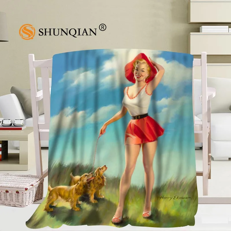 Пользовательские большой размер pin up gil elvgren одеяло s для кроватей Falafel теплый