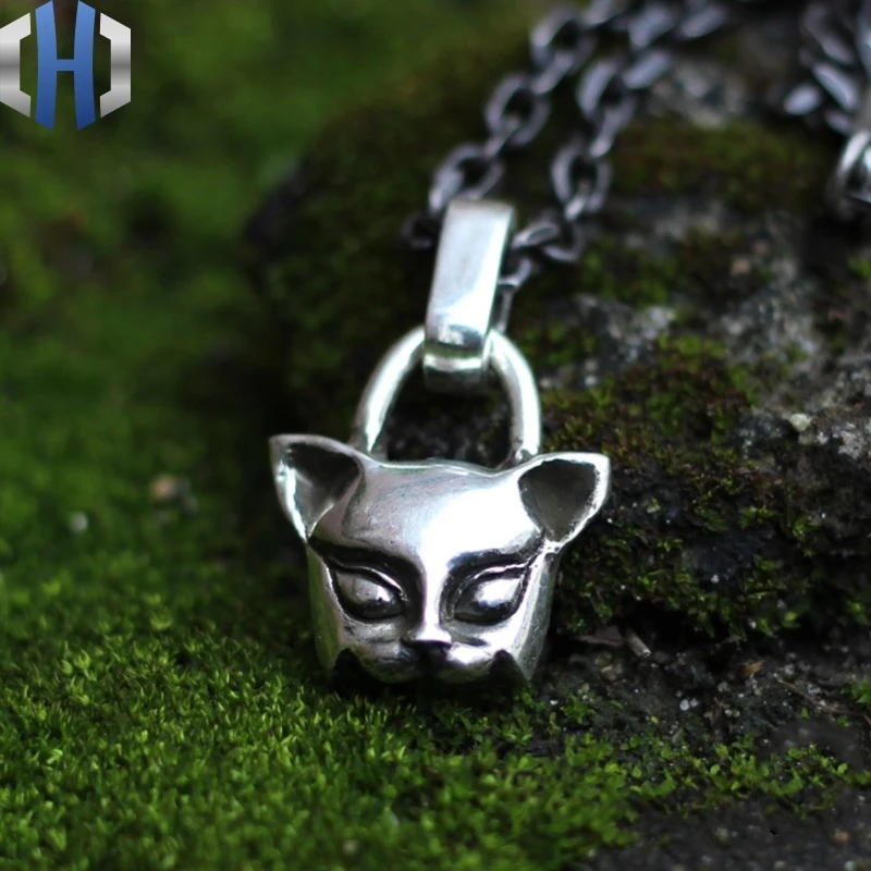 

Original Male And Female Couple Models Handmade Cats Pet Cat 925 Silver Brass Necklace Pendant Keychain