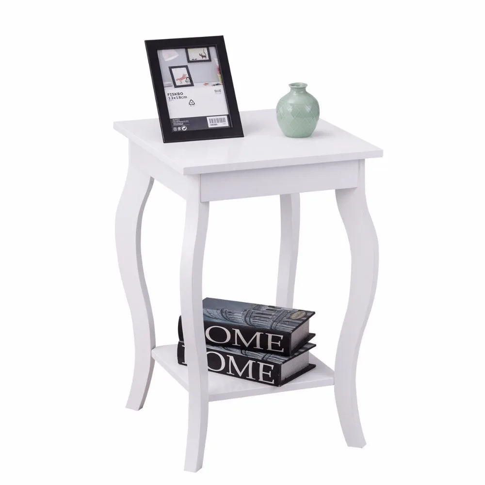 Goplus Accent Side Table Sofa End Table Modern Night Stand Living Room Coffee Table with Storage Shelf White Nightstands HW56557 Goplus Accent Side Table Sofa End Table Modern Night Stand Living Room Coffee Table with Storage Shelf White Nightstands HW56557
