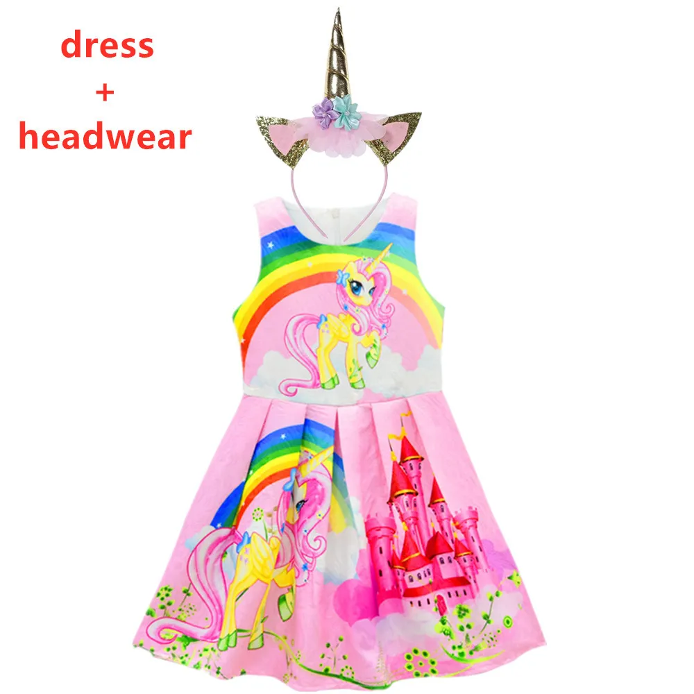 

2019 New princess gauze tutu dress birthday Party Ruffle Mesh Kids Dresses For Ladybug Unicorn For Girls Summer clothes