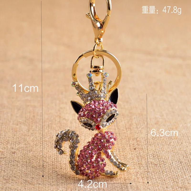 Брелок для ключей K1016 со стразами и лисой|fashion keychain|keychain fashionkey holder |