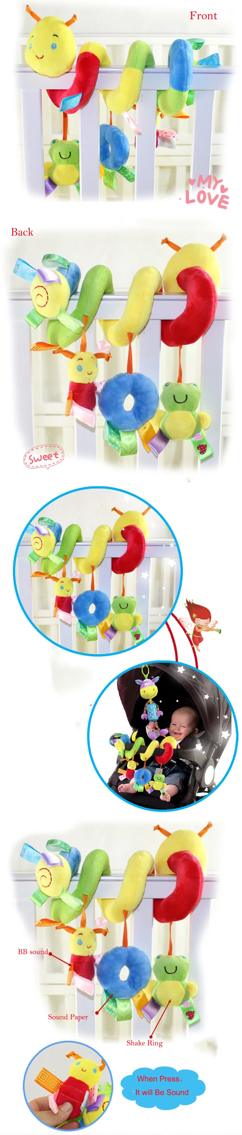 Bayi Lembut Crib Bed Stroller Mainan Spiral Mainan Bayi untuk Bayi 0 Spiral Stroller toy rattle baby toy 3 1