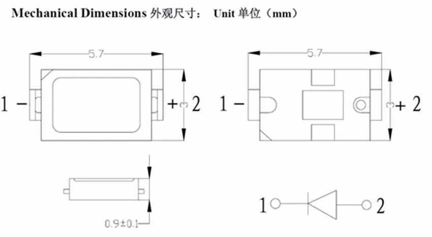 100 шт. SMD СВЕТОДИОДНЫЙ 5730 диоды 0,5 Вт Теплый/белый/холодный белый светильник-диод 0,5 Вт 5730 светодиодный SMD диодный светодиодный s 40-45LM диодный комплект