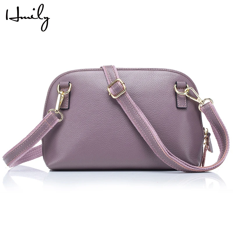 

HMILY Genuine Leather Women Messenger Bag Shell Style Daily Package Natural Cowskin Female Crossbody Bag Fashion Casual Bag