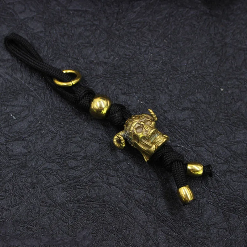 Pingente de Bronze de Cobre Edc Orc Berserker Crânio Puro Crânio Capacete Diy Gota Corda Lanterna Pingente Contas Paracord Ferramenta Acessórios 9 Esporte e Lazer
