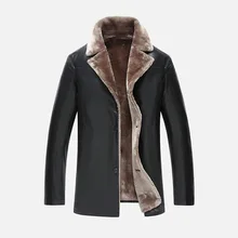 Новая мужская зимняя высококачественная кожаная замшевая меховая Повседневная модная куртка мужская зимняя Толстая бархатная теплая куртка однобортное