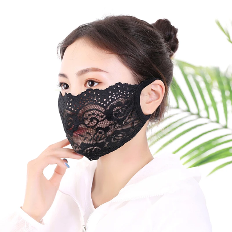 Один слой/двухслойный женский тонкий солнцезащитный крем винтажные Кружевные маски Женская Защитная респиратор Велоспорт PM 2,5