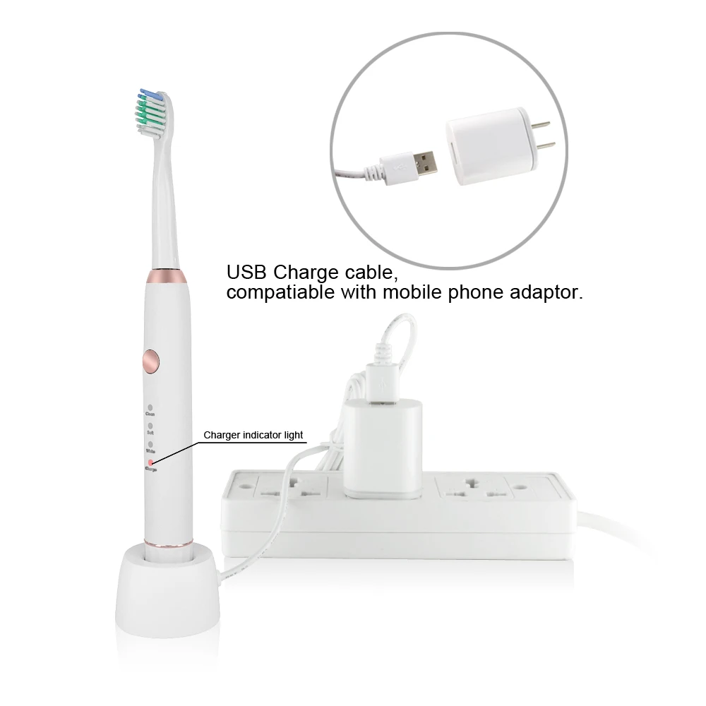 Sarmocare M100 Wireless Rechargeable with 4 brush heads Ultrasonic Electric toothbrush IPX7 Waterproof Whitening Teeth Brush Sarmocare M100 Wireless Rechargeable with 4 brush heads Ultrasonic Electric toothbrush IPX7 Waterproof Whitening Teeth Brush