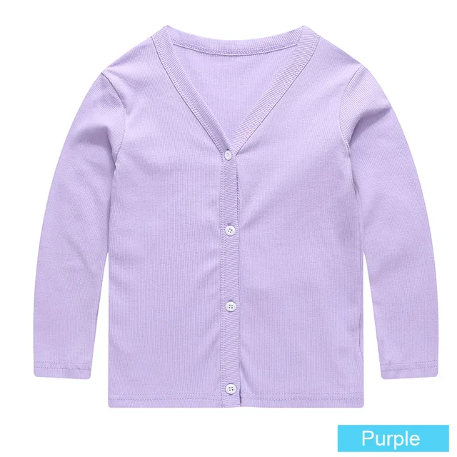 SheeCute Spring Autumn Baby Children Clothing Boys Girls Candy Color Knitted Cardigan Sweater SCH0286 Purple