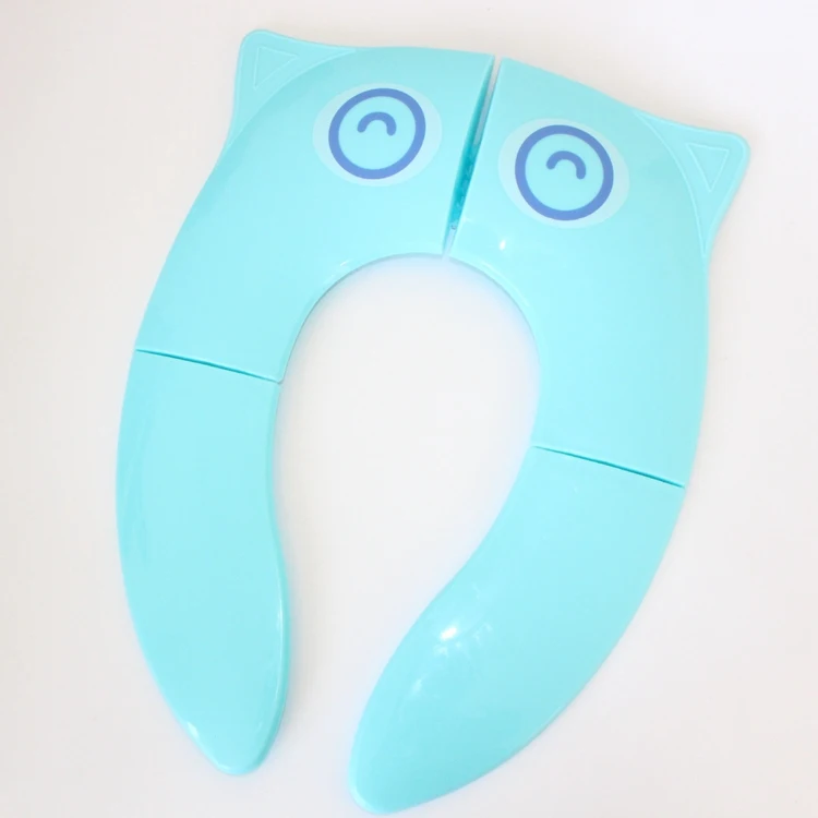 Складывающийся горшок, сиденье для ребенка, противоскользящая Милая лягушка, портативный пластиковый детский унитаз, тренировочный дорожный туалет, коврик для детского унитаза - Цвет: Blue Owl